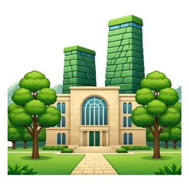 paisaje verde con una universidad sticker