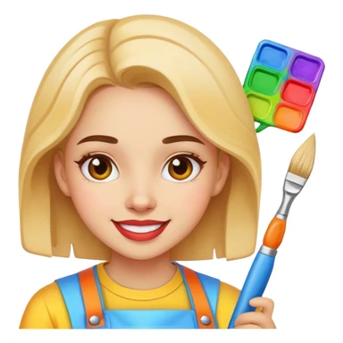 very cheerful and colorful painter girl sticker