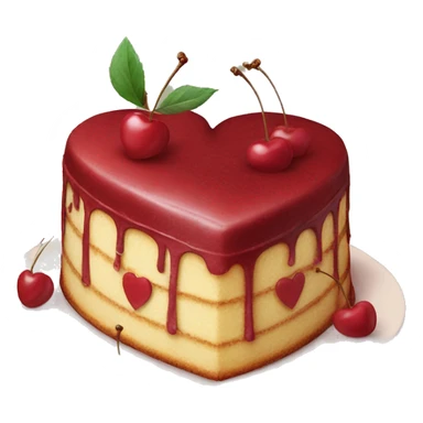 Vintage heart-shaped cake with cherries  sticker