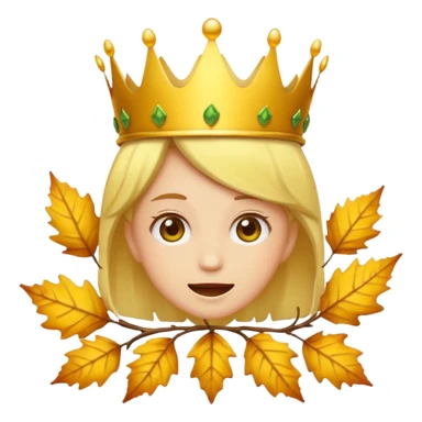 fall ecstatic emoticon artsy slightly creepy crown of leaves but make the base a normal yellow genderless emoji sticker