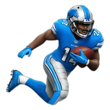 Detroit Lions football player wearing number 14 sticker