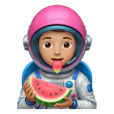 Neon pink and blue spaceman eating melon sticker