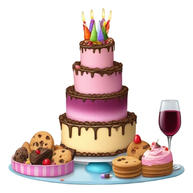 Happy 83rd Birthday! With cake,balloons, wine glasses,cookies, ice cream sticker