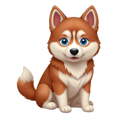 Cute, Disney-style red Siberian husky with blue eyes, sitting sticker