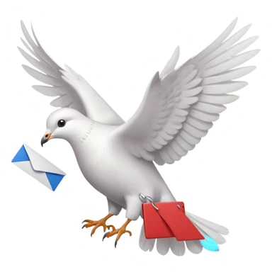 a dove flies with a letter in its paws sticker