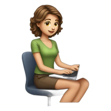 pretty programmer girl with brown hair working with MacBook sticker
