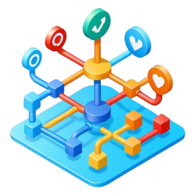 create an isometric analogous to showcase ease of workflows and integrations with AI, so like show lots of lines to exemplify workflows sticker