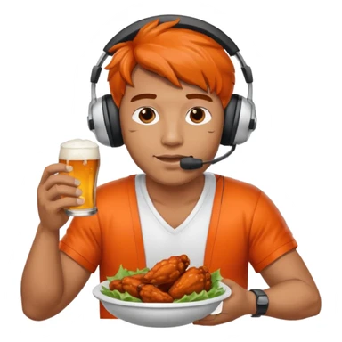 Football and tv and buffalo wings and beer and Xbox and a man with headset sticker