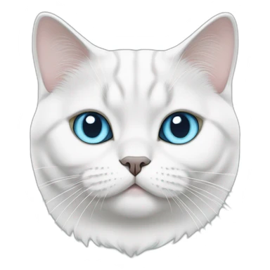 fat white british shorthair cat with iceblue eyes sticker