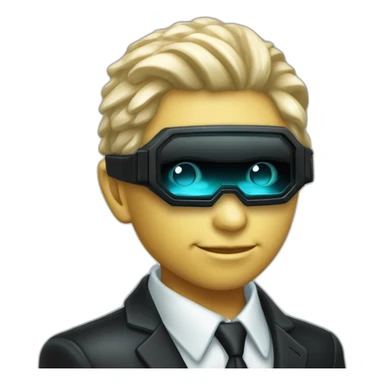 Aquamarine reptilian in classic black suite with red laser eyes on the middle of platinum coin sticker