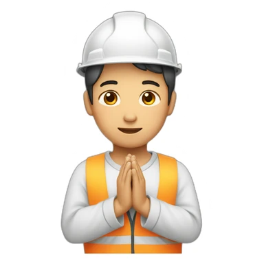 asian construction worker with hands together held in prayer sticker