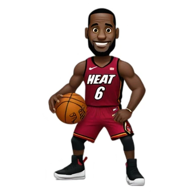 Lebron James in A Miami Heat Jersey with the number 6 doing his silencer celebration sticker