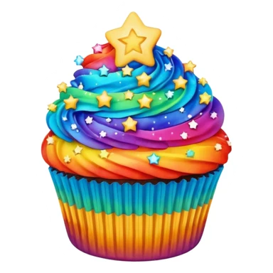 Rainbow starry galaxy cupcake sticker