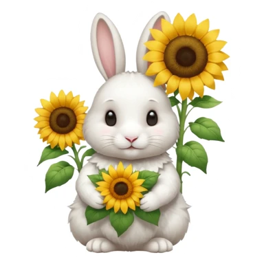 White rabbit with sunflower love sticker