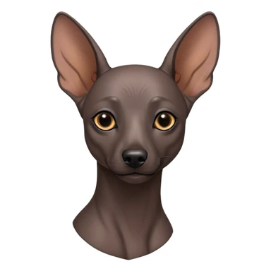 Cinematic Noble Xoloitzcuintle dog Portrait Emoji, Poised and regal, with a sleek, muscular build and smooth, hairless ebony skin accented by subtle wrinkles, deep-set soulful dark eyes, Simplified yet sharp and sophisticated features, highly detailed, glowing with a soft, dignified glow, high shine, intelligent and loyal, stylized with an air of ancient grace, focused and attentive, soft glowing outline, capturing the essence of a watchful and confident guardian, so majestic it feels as though it could stride out of the screen with effortless authority! sticker