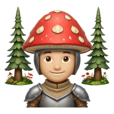 mushroom knight portrait, head and shoulders only, helmet made entirely of a large mushroom cap, textured mushroom surface, tiny fantasy armor collar, heroic smile, magical forest vibe, 3D cartoon, mobile game icon style, clean background, no text, no watermark
 
 sticker