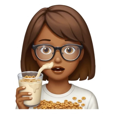 Vomit cereal milk vomit sexy vomit brown hair glasses  sticker
