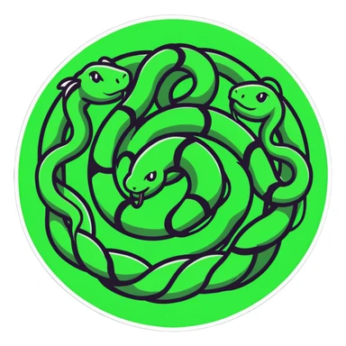 circle of snakes, multiple snakes arranged in a circular pattern sticker