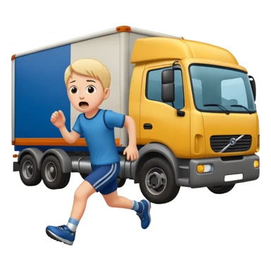 children running away from lorry sticker