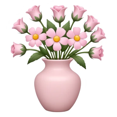 Vase with baby pink flowers in the vase sticker
