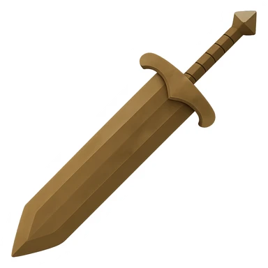 Make the greatsword longer while keeping it wide, bronze, and worn, with no gems. The style should resemble emoji style. Transparent background. sticker