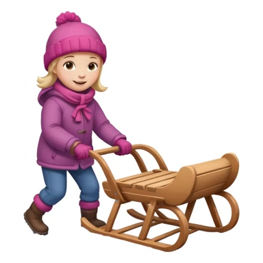 child pulling sled in snow sticker