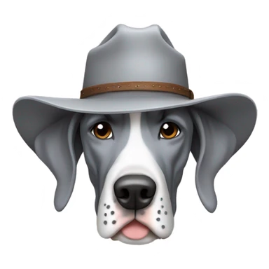 Grey Great Dane in a cowboy hat sticker