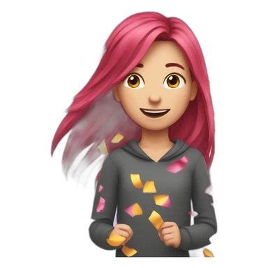 girl-long-straight-rosered-hair-throwing-confetti sticker