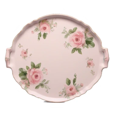Light pink floral serving tray with handles, shabby chic style sticker