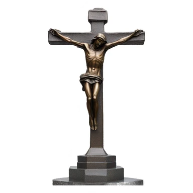 crucifix, reaching up to the sky, bronze statue sticker