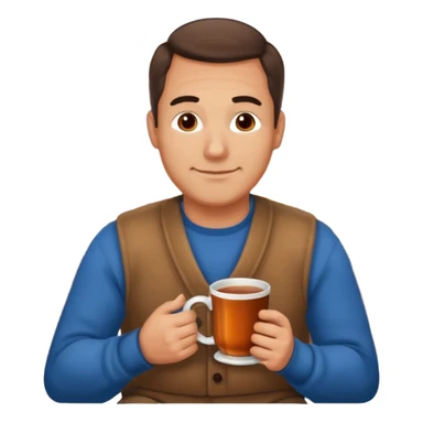 Cozy handsome 45 year old man sitting next to a nice fireplace with a hot apple cider, book, and plate of chocolate cookies. sticker
