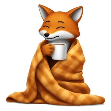 The fox is wrapped in a blanket and drinking coffee sticker