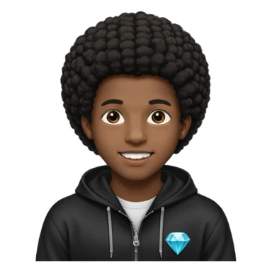 Black young guy who haves afro haircut ,zip hoodie and with a diamond grillz in her tooth sticker