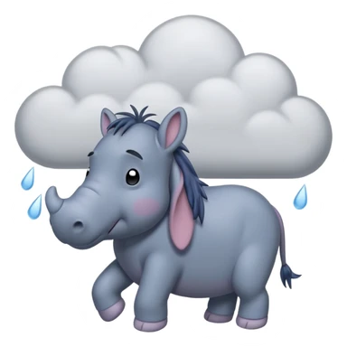 Eeyore under a raining cloud sticker