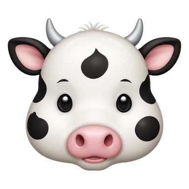 simple kawaii cow face, very simple dot eyes, big pupils sticker