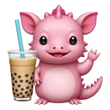 Axolotl waving while drinking boba tea sticker