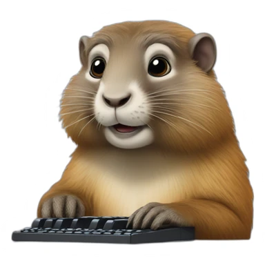 Marmotte avec Clavier souris sticker