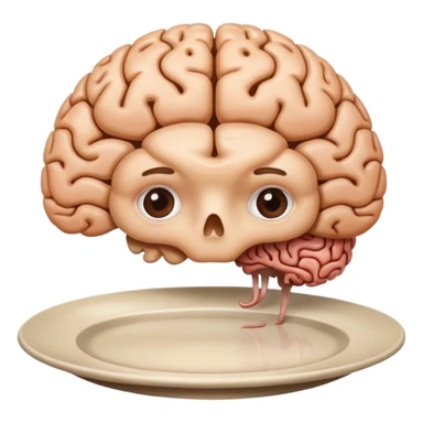Brain on a plate next to head  sticker