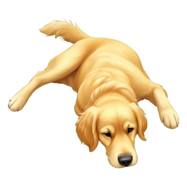 Golden retriever on its back, lying upside down in the grass, looking up  sticker