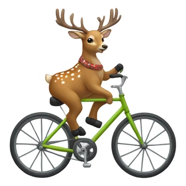 A deer with socks on his antlers while riding a bike sticker