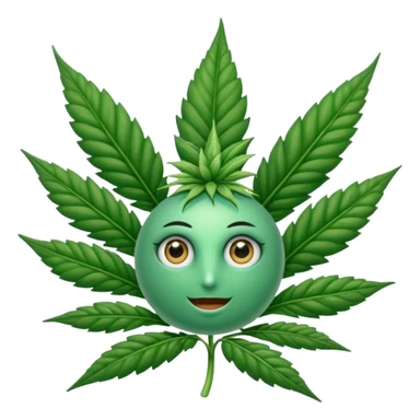 crea una planta de marihuana con ojos sticker