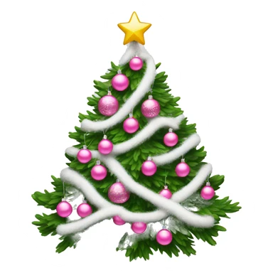 a white christmas tree with pink ornaments  sticker