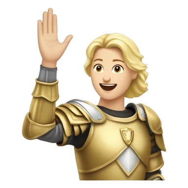 Golden Knight Caucasian female victory celebration hands up sticker