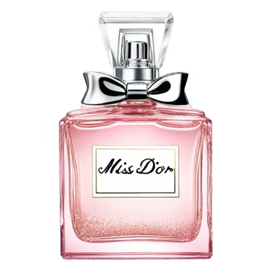 Miss Dior perfume with Victoria secret logo in a white bottle but light pink glitter  sticker