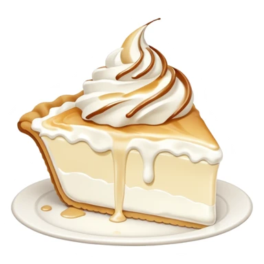 Slice of pale cream pie with melted whipped cream dripping off of it sticker