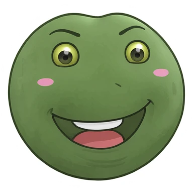 Make the green happy emoji face wink, keep the style and no background. sticker