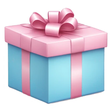 Baby pink Present box with baby blue ribbon sticker