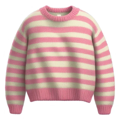 Sage and pink striped cropped oversize wool sweater, isolated sticker