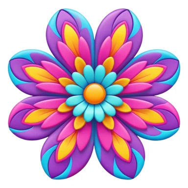 3D, psychedelic colored hippie style flower  sticker