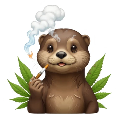 a female otter smoking a joint surrounded by marijuana fumes. a bit california hippy vibe sticker